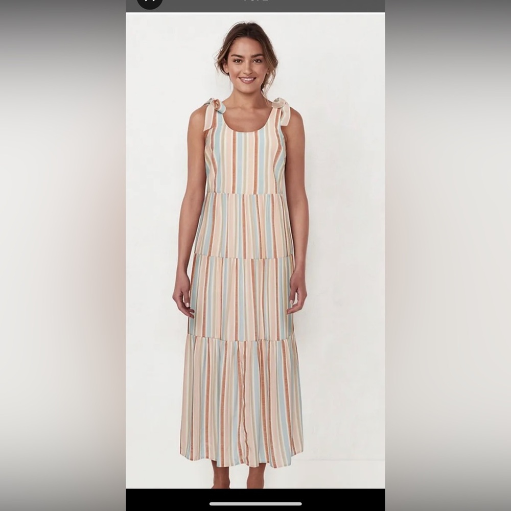 NWT LC Lauren Conrad XX Large Tie-Strap Tiered Maxi Dress  Multi Colored